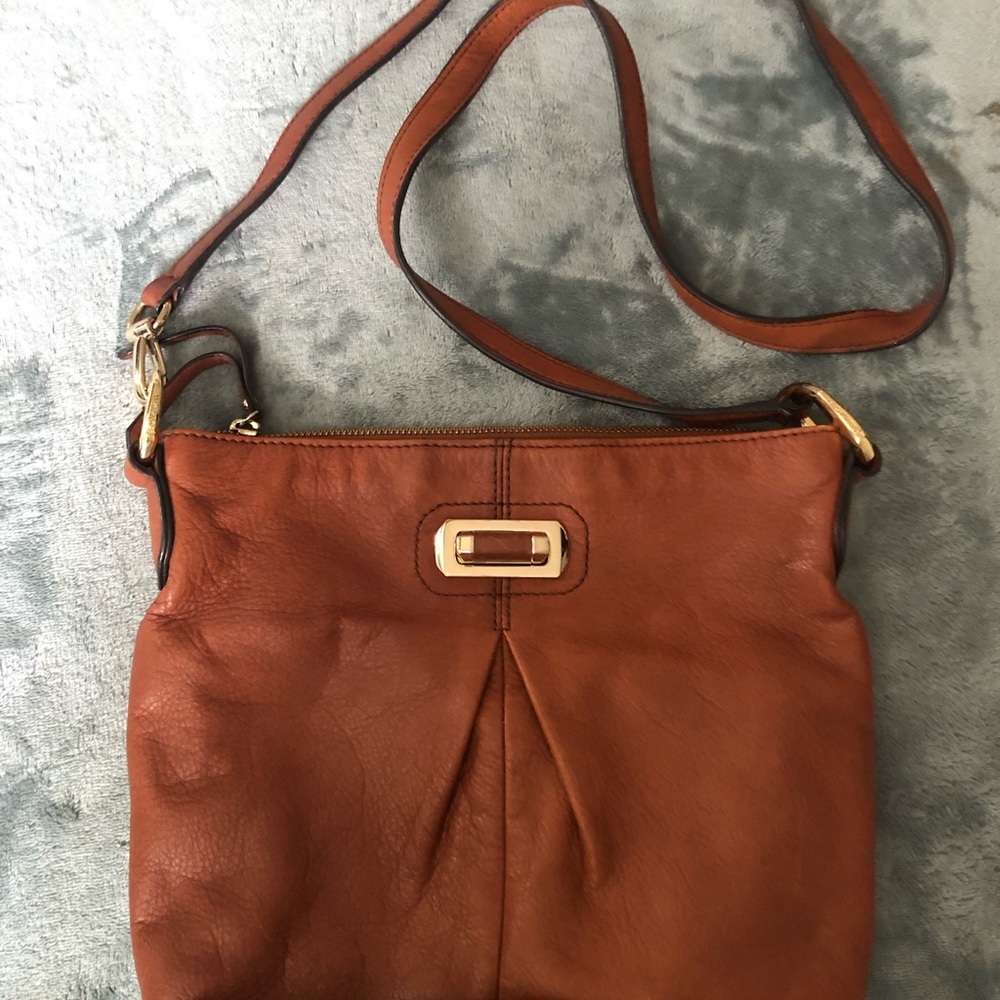 b. makowsky Rich Brown Leather Crossbody Bag